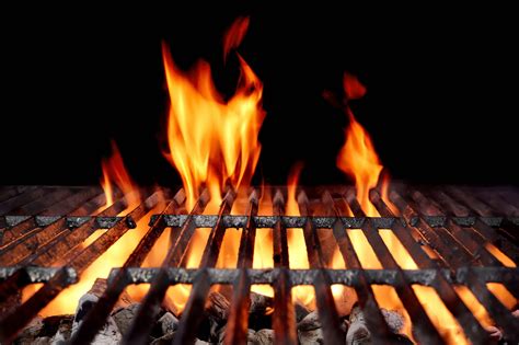 Charred grill fire conjured by magic flames